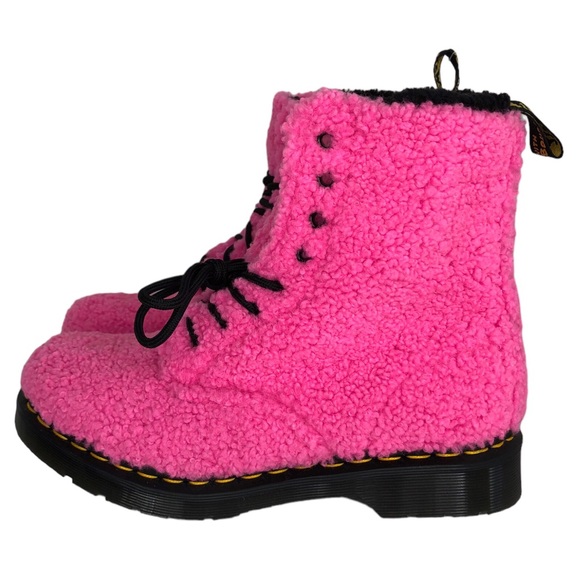 🆕 Dr. Martens 1460 Pascal Pink Lux Borg Faux Shearling Combat Boots - Picture 3 of 9
